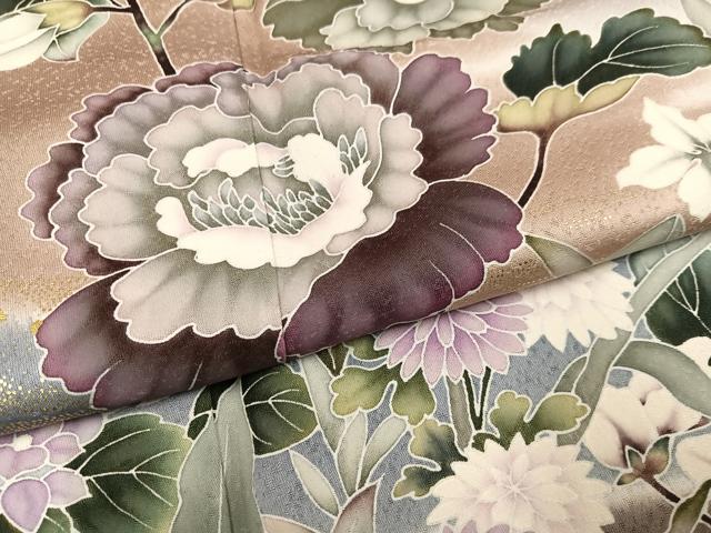 平和屋着物●訪問着　草花文　暈し染め　金彩　正絹　逸品　AABJ8480ph