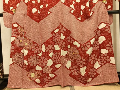 平和屋着物●豪華振袖　駒刺繍　絞り　花尽くし　正絹　逸品　AABJ8481ph