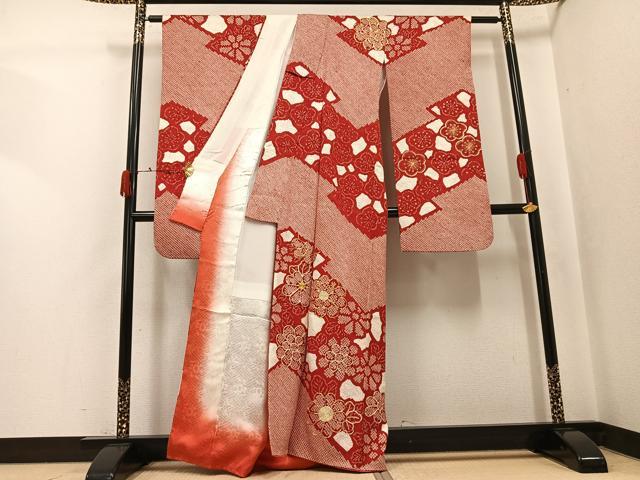 平和屋着物●豪華振袖　駒刺繍　絞り　花尽くし　正絹　逸品　AABJ8481ph