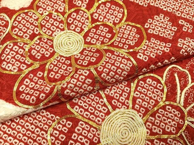 平和屋着物●豪華振袖　駒刺繍　絞り　花尽くし　正絹　逸品　AABJ8481ph