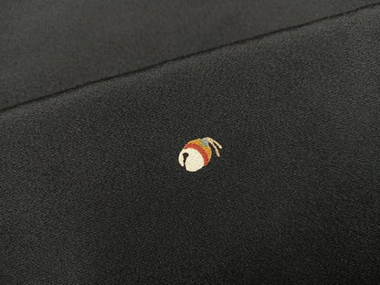 平和屋着物●上質な小紋　鈴　黒地　正絹　逸品　AABJ8488ph