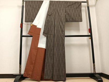 平和屋着物●本場大島紬　一元7マルキ　立涌文　正絹　逸品　未使用　AABJ8489ph