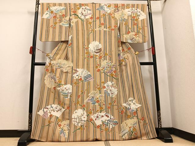 平和屋着物●訪問着　雪輪風景花鳥文　正絹　逸品　AABJ8490ph