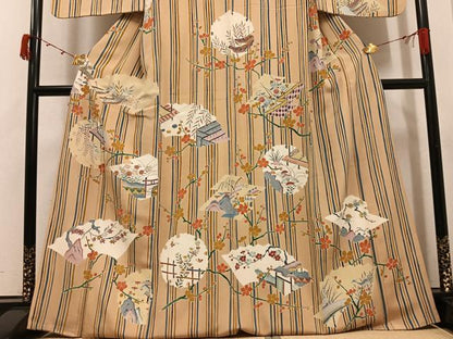平和屋着物●訪問着　雪輪風景花鳥文　正絹　逸品　AABJ8490ph