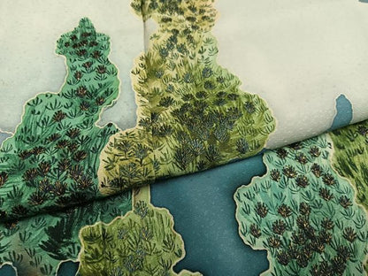平和屋着物●染刺工芸　大羊居　東京友禅　色留袖　刺繍　樹林文　金糸　正絹　逸品　AABJ8492ph