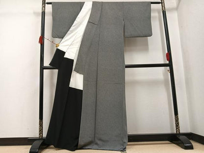 平和屋着物●江戸小紋　鮫小紋柄　黒地　正絹　逸品　AABJ8495ph