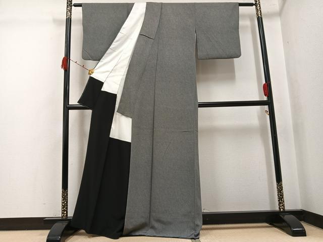 平和屋着物●江戸小紋　鮫小紋柄　黒地　正絹　逸品　AABJ8495ph