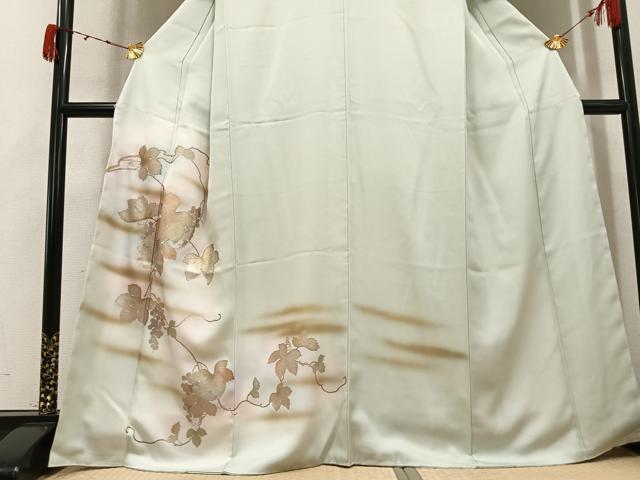 平和屋着物●訪問着　葡萄蔦の葉文　暈し染め　金彩　正絹　逸品　未使用　AABJ8497ph