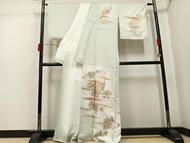 平和屋着物●訪問着　葡萄蔦の葉文　暈し染め　金彩　正絹　逸品　未使用　AABJ8497ph