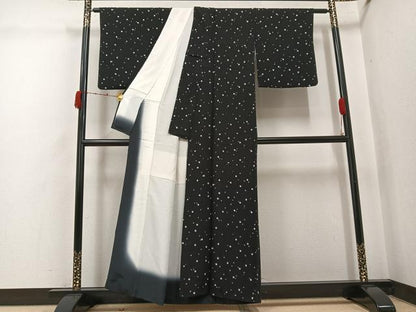 平和屋着物●上質な小紋　箔散らし文様　黒地　正絹　逸品　AABJ8498ph