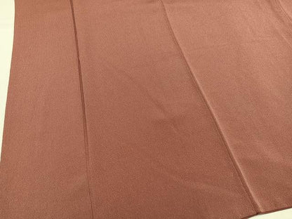 平和屋着物●江戸小紋　作家物　万筋　紅鳶色×水柿色　鬼しぼ縮緬　正絹　逸品　AABJ8499ph