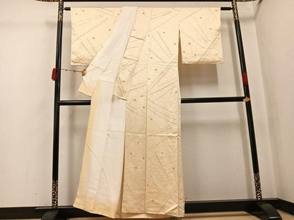 平和屋着物●上質な小紋　絞り　幾何学文様　正絹　逸品　未使用　AABJ8502ph