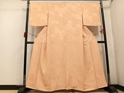 平和屋着物●上質な色無地　菊地紋　雄黄色　正絹　逸品　AABJ8503ph