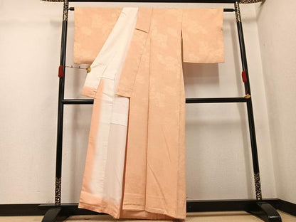 平和屋着物●上質な色無地　菊地紋　雄黄色　正絹　逸品　AABJ8503ph