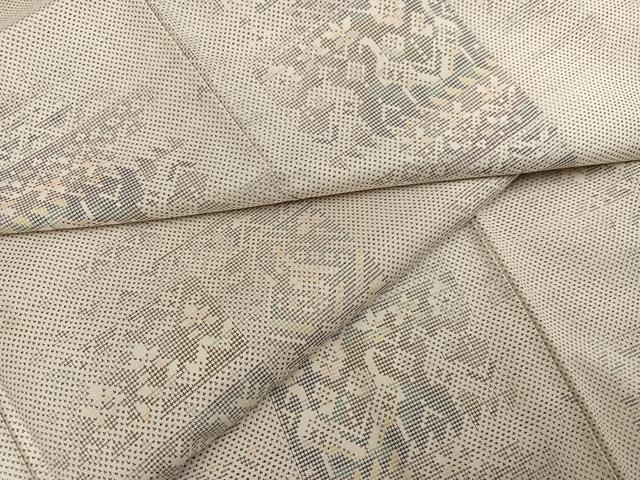 平和屋着物●本場大島紬　白大島　カタス7マルキ　花鳥文　正絹　逸品　AABJ8505ph