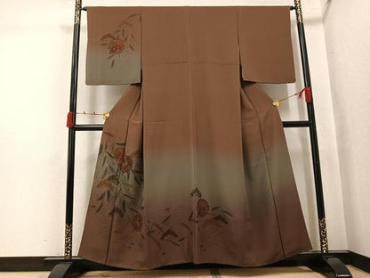 平和屋着物●訪問着　中国三大刺繍　汕頭刺繍　スワトウ刺繍　総刺繍　松竹梅雪輪花蝶文　暈し染め　正絹　逸品　AABJ8507ph