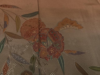 平和屋着物●訪問着　中国三大刺繍　汕頭刺繍　スワトウ刺繍　総刺繍　松竹梅雪輪花蝶文　暈し染め　正絹　逸品　AABJ8507ph
