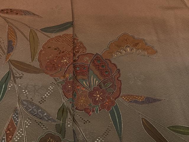 平和屋着物●訪問着　中国三大刺繍　汕頭刺繍　スワトウ刺繍　総刺繍　松竹梅雪輪花蝶文　暈し染め　正絹　逸品　AABJ8507ph