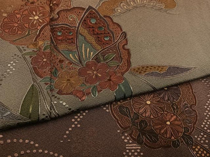 平和屋着物●訪問着　中国三大刺繍　汕頭刺繍　スワトウ刺繍　総刺繍　松竹梅雪輪花蝶文　暈し染め　正絹　逸品　AABJ8507ph