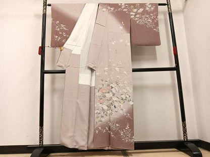 平和屋着物●訪問着　友禅　草花文　暈し染め　鈴乃屋扱い　正絹　逸品　AABJ8508ph