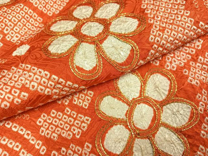 平和屋着物●豪華振袖　駒刺繍　絞り　立波花文　正絹　逸品　AABJ8509ph