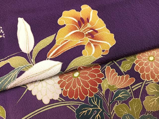 平和屋着物●豪華振袖　草花文　暈し染め　金彩　正絹　逸品　AABJ8510ph