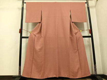 平和屋着物●上質な色無地　ときがら茶色　正絹　逸品　AABJ8511ph