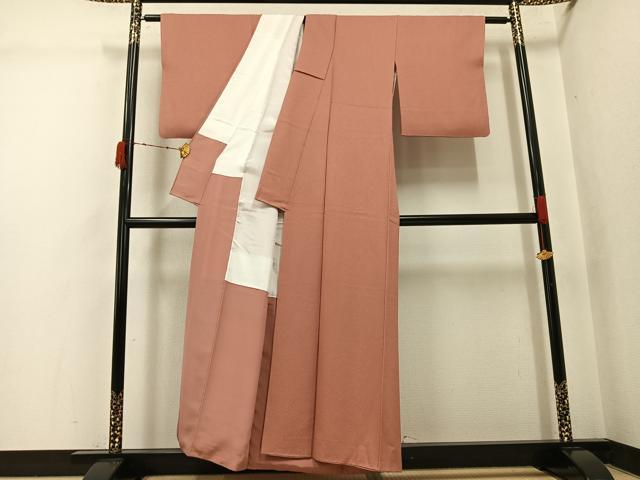 平和屋着物●上質な色無地　ときがら茶色　正絹　逸品　AABJ8511ph