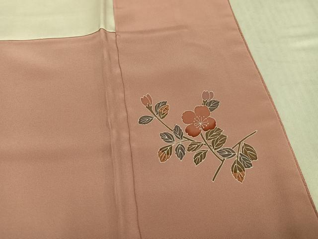 平和屋着物●本加賀友禅作家　押田正義監修　色無地　紗綾形地紋　ときがら茶色　正絹　逸品　未使用　AABJ8514ph