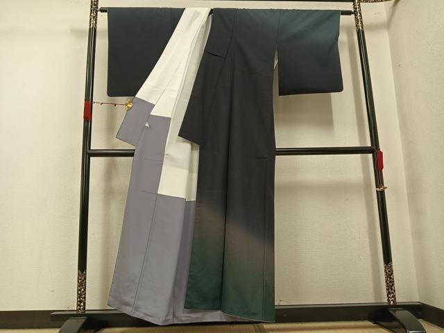 平和屋着物●お召　訪問着　霞文　正絹　逸品　AABJ8522ph