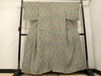 平和屋着物●上質な小紋　草花文　鬼しぼ縮緬　鈴乃屋扱い　正絹　逸品　AABJ8523ph