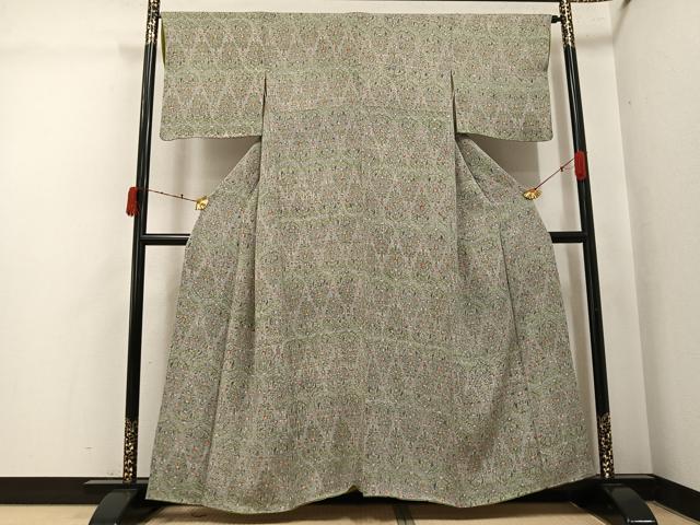平和屋着物●上質な小紋　草花文　鬼しぼ縮緬　鈴乃屋扱い　正絹　逸品　AABJ8523ph