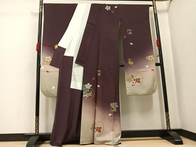 平和屋着物●豪華振袖　成り物　葡萄　柿　桜　暈し染め　金彩　正絹　逸品　AABJ8525ph