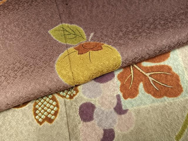平和屋着物●豪華振袖　成り物　葡萄　柿　桜　暈し染め　金彩　正絹　逸品　AABJ8525ph