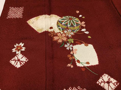 平和屋着物●豪華振袖　絞り　刺繍　地紙花毬文　金彩　正絹　逸品　AABJ8526ph