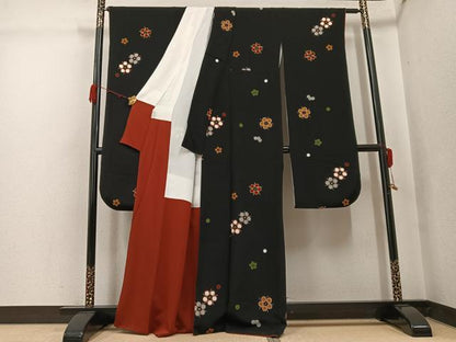 平和屋着物●豪華振袖　梅　金彩　鬼しぼ縮緬　正絹　逸品　AABJ8527ph