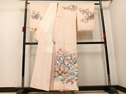 平和屋着物●訪問着　友禅　作家物　花鳥文　正絹　逸品　AABJ8533ph
