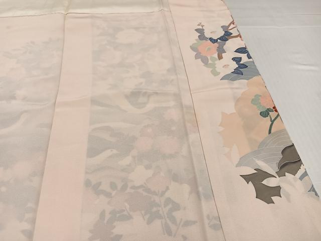 平和屋着物●訪問着　友禅　作家物　花鳥文　正絹　逸品　AABJ8533ph