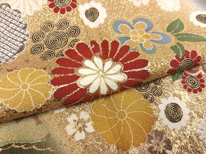 平和屋着物●豪華振袖　花蝶青海波　暈し染め　金彩　正絹　逸品　AABJ8536ph