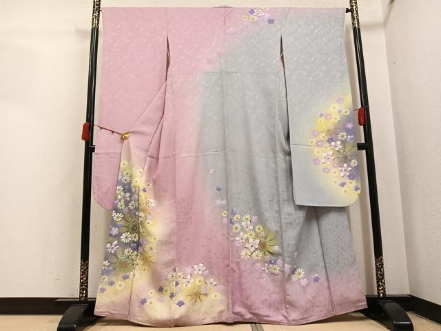 平和屋着物●豪華振袖　花尽くし　暈し染め　正絹　逸品　AABJ8537ph