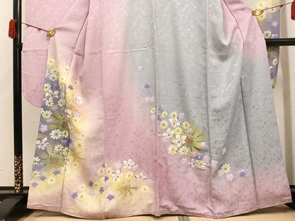 平和屋着物●豪華振袖　花尽くし　暈し染め　正絹　逸品　AABJ8537ph