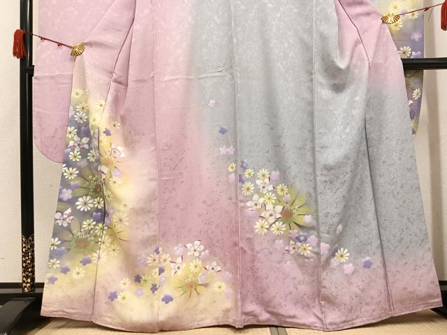 平和屋着物●豪華振袖　花尽くし　暈し染め　正絹　逸品　AABJ8537ph