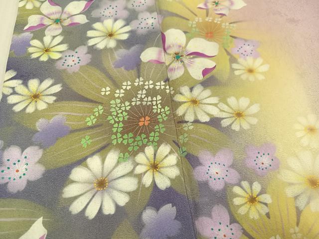 平和屋着物●豪華振袖　花尽くし　暈し染め　正絹　逸品　AABJ8537ph