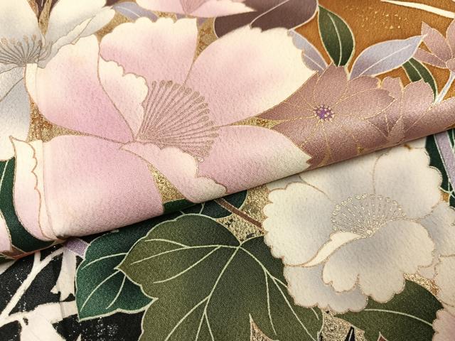平和屋着物●豪華振袖　草花文　金彩　正絹　逸品　AABJ8540ph