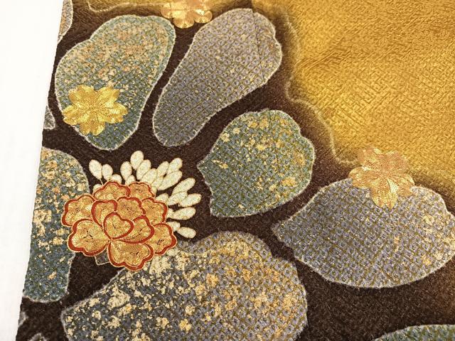 平和屋着物●豪華振袖　駒刺繍　絞り　舞花文　暈し染め　正絹　逸品　AABJ8541ph