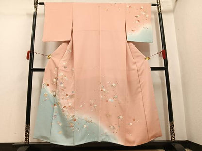 平和屋着物●創業460年・千總　訪問着　草花文　暈し染め　金彩　正絹　逸品　AABJ8545ph