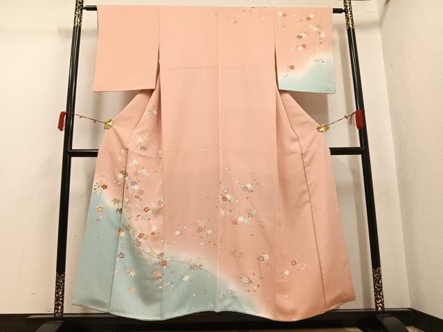 平和屋着物●創業460年・千總　訪問着　草花文　暈し染め　金彩　正絹　逸品　AABJ8545ph