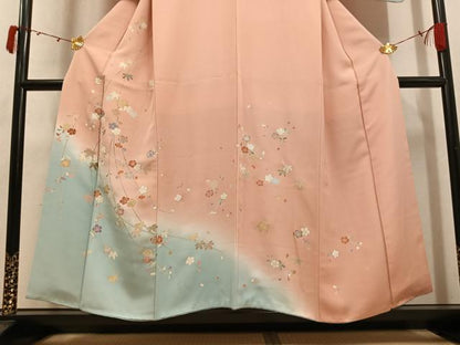 平和屋着物●創業460年・千總　訪問着　草花文　暈し染め　金彩　正絹　逸品　AABJ8545ph