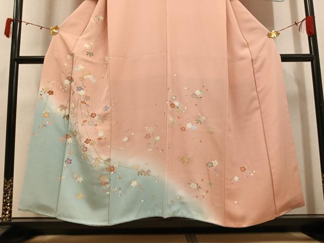平和屋着物●創業460年・千總　訪問着　草花文　暈し染め　金彩　正絹　逸品　AABJ8545ph