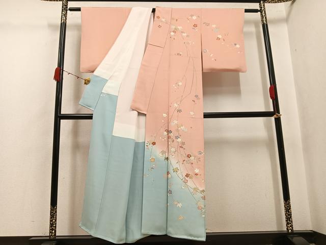 平和屋着物●創業460年・千總　訪問着　草花文　暈し染め　金彩　正絹　逸品　AABJ8545ph
